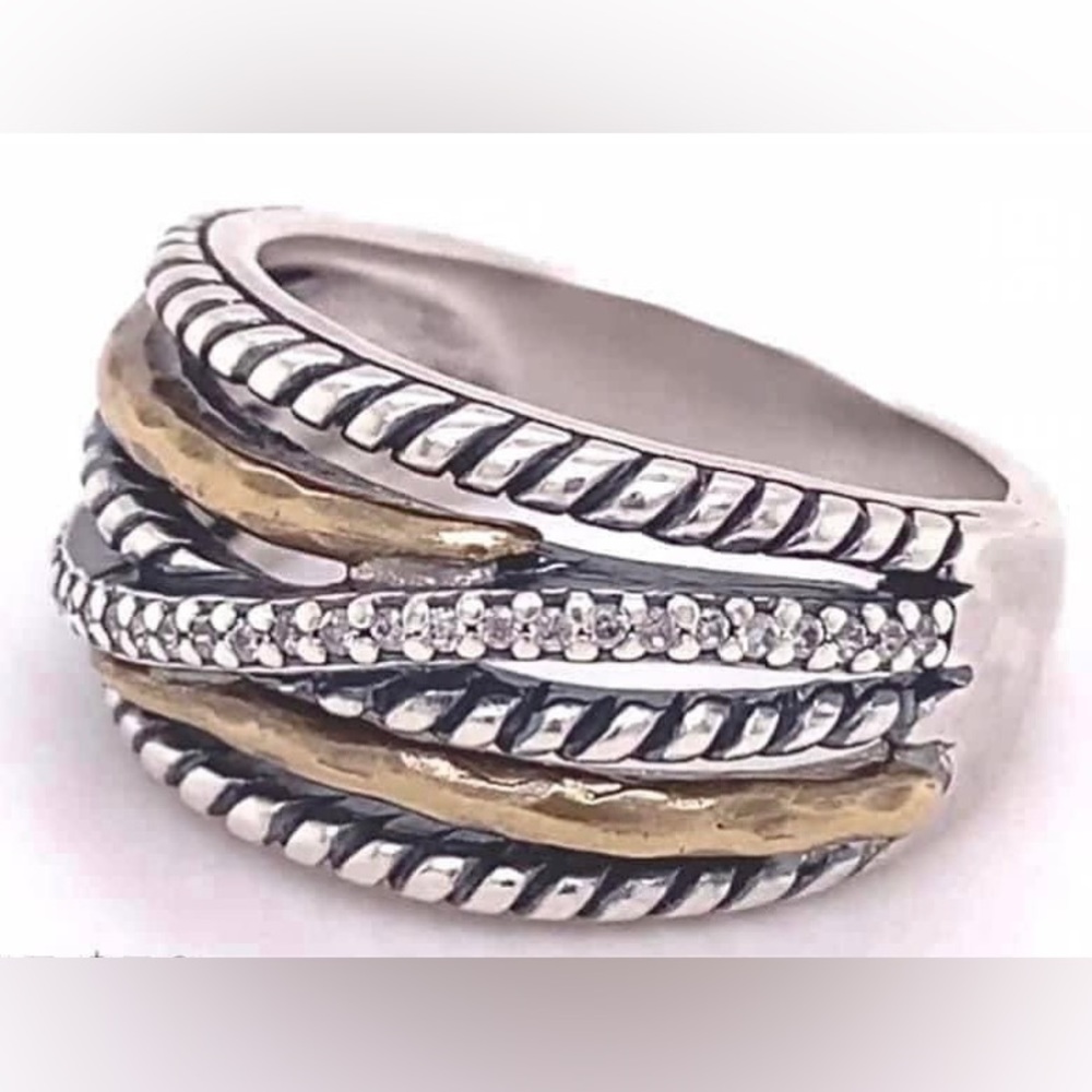 Grace & Heart G&H BASQUE Ring SIZE 7 .925 Sterling Silver & Brass NOW SILPADA